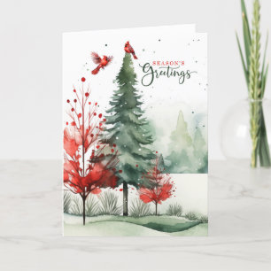 Cartes Pour Fêtes Annuelles Cardinaux rouges Bonnes Fêtes forestières des bois