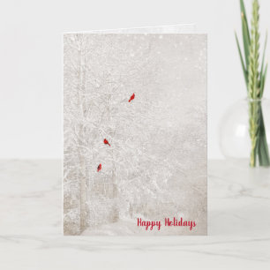 Cartes Pour Fêtes Annuelles Cardinaux rouges en forêt d'hiver