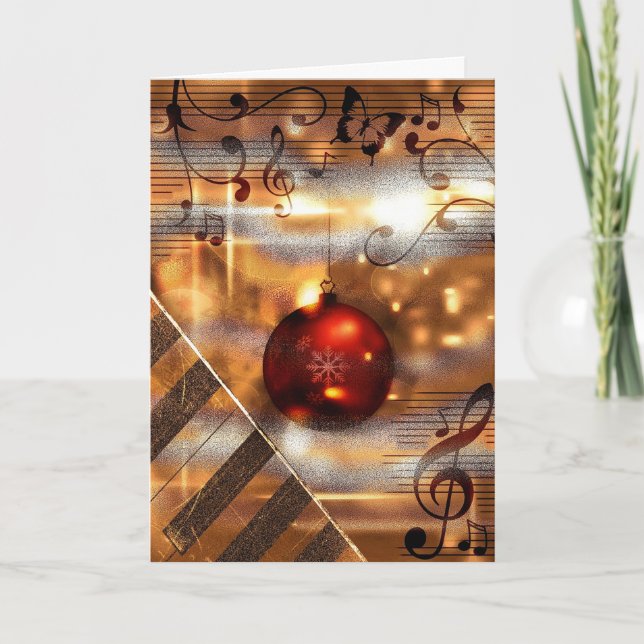 Cartes Pour Fêtes Annuelles Cards de Noël du professeur de piano musique (Devant)