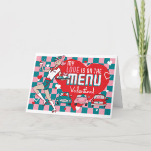 Cartes Pour Fêtes Annuelles Carhop Retro Drive-In Valentine Card - Personnalis