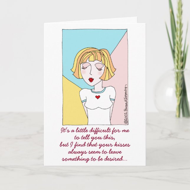 Cartes Pour Fêtes Annuelles Caricature amusante fille amour écraser Baisers (Devant)