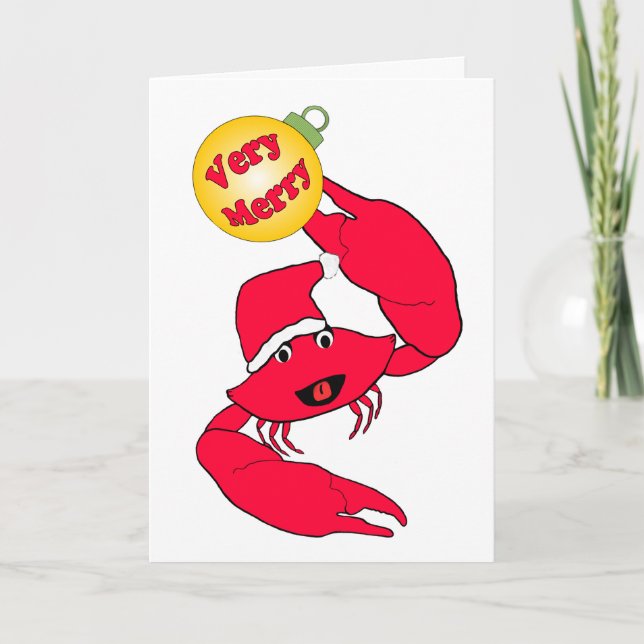 Cartes Pour Fêtes Annuelles Caricature de crabe très joyeux Noël (Devant)