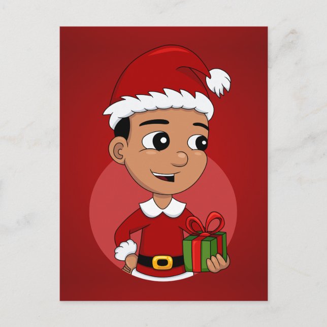 Cartes Pour Fêtes Annuelles Caricature de garçon de Noël hispanique (Devant)