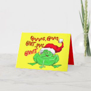 Cartes Pour Fêtes Annuelles Caricature de grenouille avec grenouille santa hat