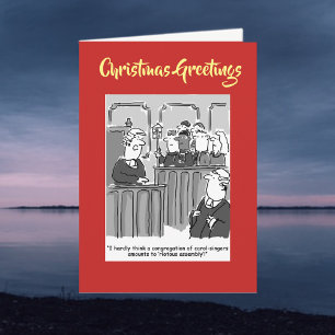 Cartes Pour Fêtes Annuelles Caricature de la salle d'audience légale avec code