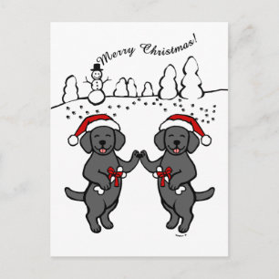 Cartes Pour Fêtes Annuelles Caricature de Noël Black Labradors