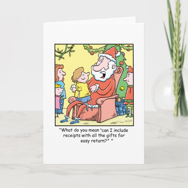 Cartes Pour Fêtes Annuelles Caricature de Noël Reçus du Père Noël (Devant)