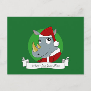 Cartes Pour Fêtes Annuelles Caricature de rhinocéros de Noël