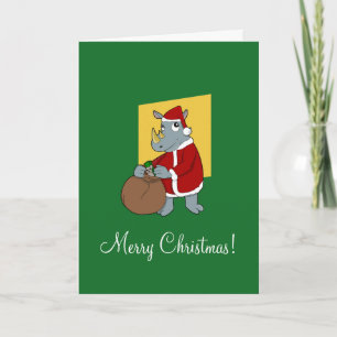 Cartes Pour Fêtes Annuelles Caricature de rhinocéros de Noël