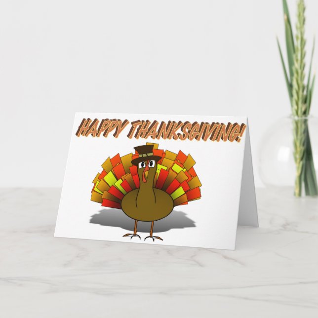 Cartes Pour Fêtes Annuelles Caricature de Thanksgiving Turquie pèlerin (Devant)