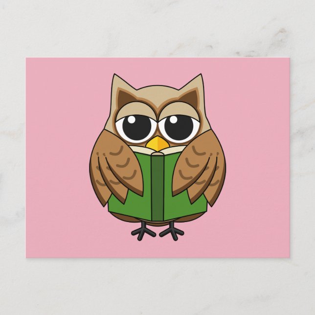 Cartes Pour Fêtes Annuelles Caricature du livre de lecture de la Chouette (Devant)