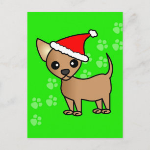 Cartes Pour Fêtes Annuelles Caricature du Père Noël Tan Chihuahua
