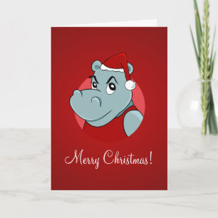 Cartes Pour Fêtes Annuelles Caricature hippo de Noël