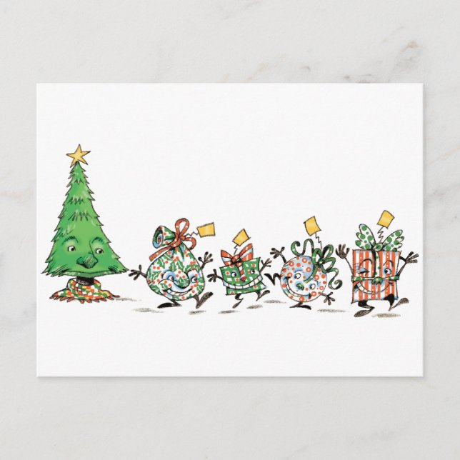 Cartes Pour Fêtes Annuelles Caricature mignonne Danser Présentations de Noël e (Devant)