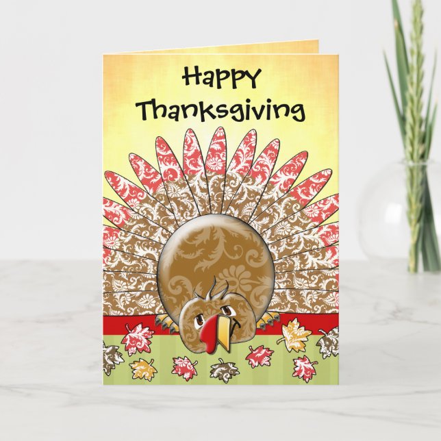 Cartes Pour Fêtes Annuelles Caricature mignonne Thanksgiving Turquie (Devant)