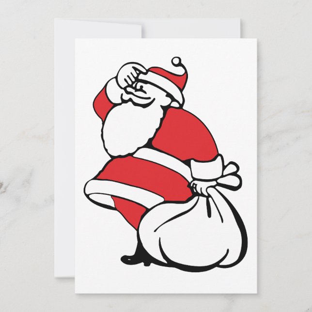 Cartes Pour Fêtes Annuelles Caricature Noël Jolly Père Noël, sac de jouets (Devant)