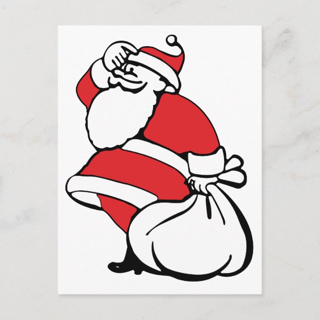 Cartes Pour Fêtes Annuelles Caricature Noël Jolly Père Noël, sac de jouets (Devant)