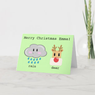 Cartes Pour Fêtes Annuelles Caricature personnalisée mignonne rennes de Noël