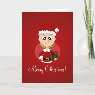 Cartes Pour Fêtes Annuelles Caricature pour fille de Noël