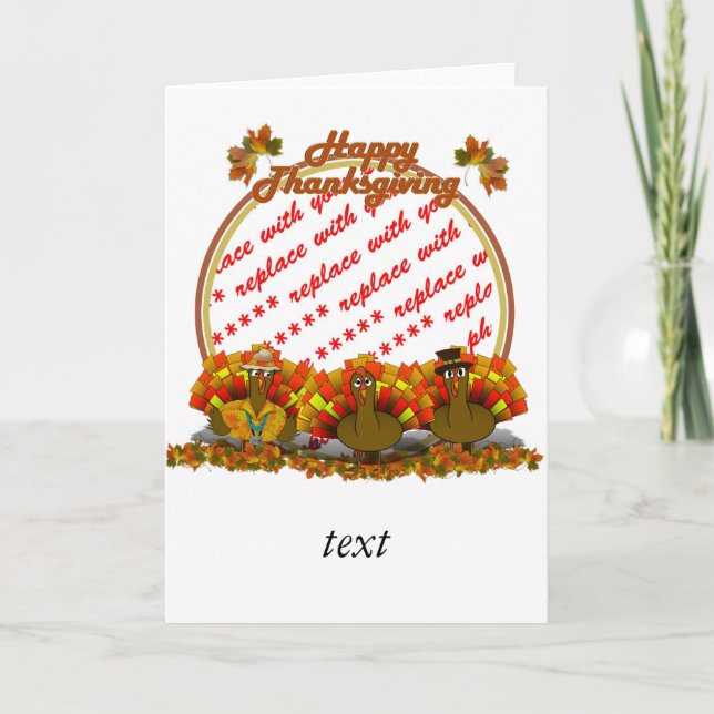 Cartes Pour Fêtes Annuelles Caricature Thanksgiving Turkey Trio Photo Frame (Devant)