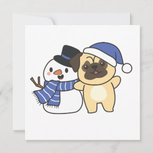 Cartes Pour Fêtes Annuelles Carlin Avec Snowman En Hiver Pour Noël