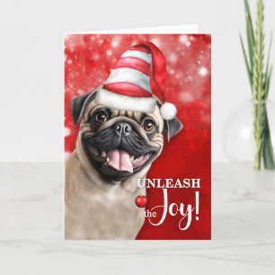 Cartes Pour Fêtes Annuelles Carlin Chien déchaîner la joie Noël