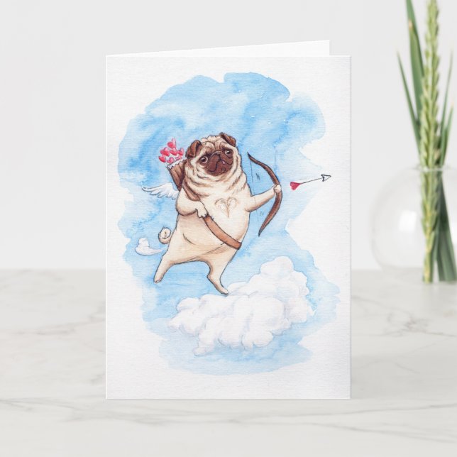 Cartes Pour Fêtes Annuelles Carlin cupide valentine (Devant)