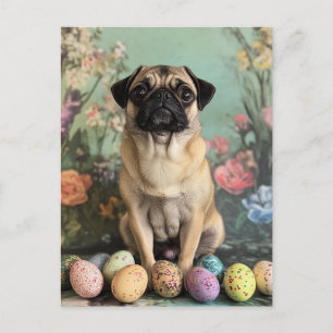 Cartes Pour Fêtes Annuelles Carlin de Pâques botanique rustique chic floral