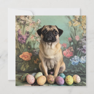 Cartes Pour Fêtes Annuelles Carlin de Pâques botanique rustique chic floral