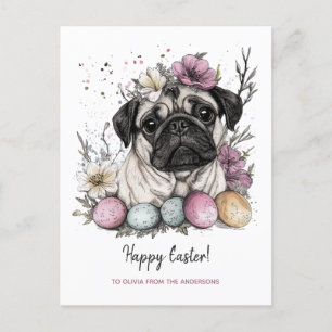 Cartes Pour Fêtes Annuelles Carlin de Pâques rustique botanique floral