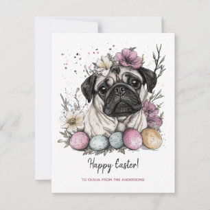 Cartes Pour Fêtes Annuelles Carlin de Pâques rustique botanique floral