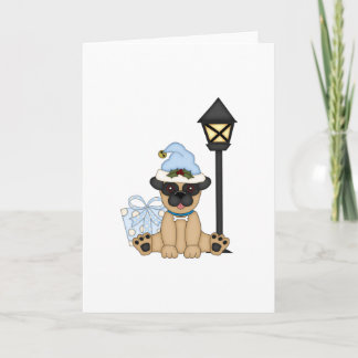 Cartes Pour Fêtes Annuelles Carlin de vacances avec cadeau (bleu)