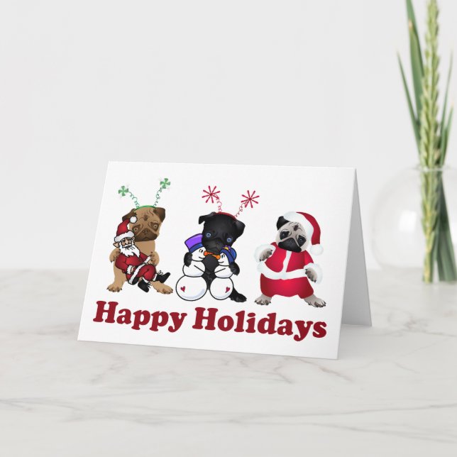Cartes Pour Fêtes Annuelles Carlin de vacances de Darling Fête Noël (Devant)