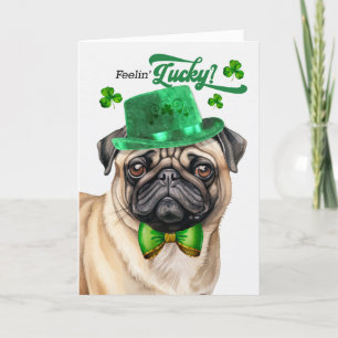 Cartes Pour Fêtes Annuelles Carlin Dog Feelin' Lucky St Patrick's Day