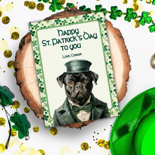 Cartes Pour Fêtes Annuelles Carlin en vert, la chance Invisible St. Patricks