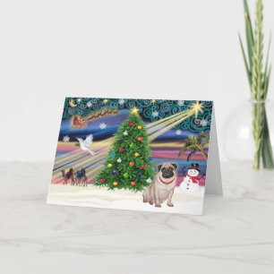Cartes Pour Fêtes Annuelles Carlin magique de Noël (fawn)
