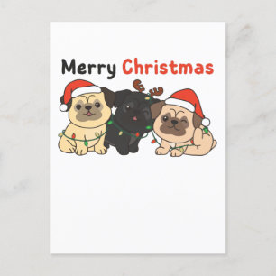 Cartes Pour Fêtes Annuelles Carlin Noël Animaux Chiens mignons Joyeux Noël