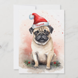 Cartes Pour Fêtes Annuelles Carlin Noël Aquarelle Art avec Poinsettia