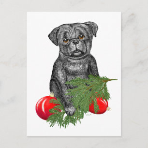 Cartes Pour Fêtes Annuelles Carlin noir Chiot adorable Art de Noël