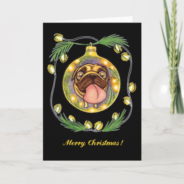 Cartes Pour Fêtes Annuelles carlin ornement de noël (Devant)