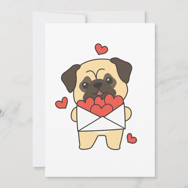 Cartes Pour Fêtes Annuelles Carlin pour la Saint-Valentin Animaux mignons Cœur (Devant)