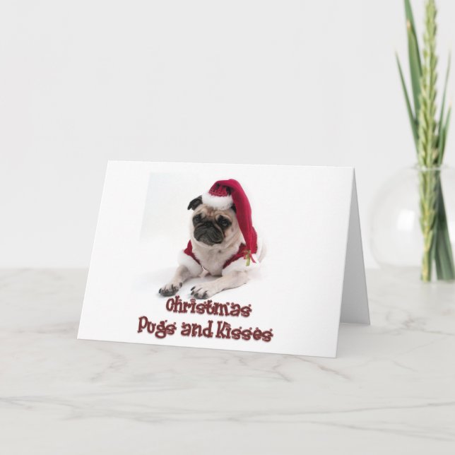 Cartes Pour Fêtes Annuelles Carlins de Noël et baisers (Devant)