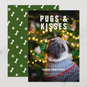 Cartes Pour Fêtes Annuelles Carlins et baisers Chien de compagnie Noël