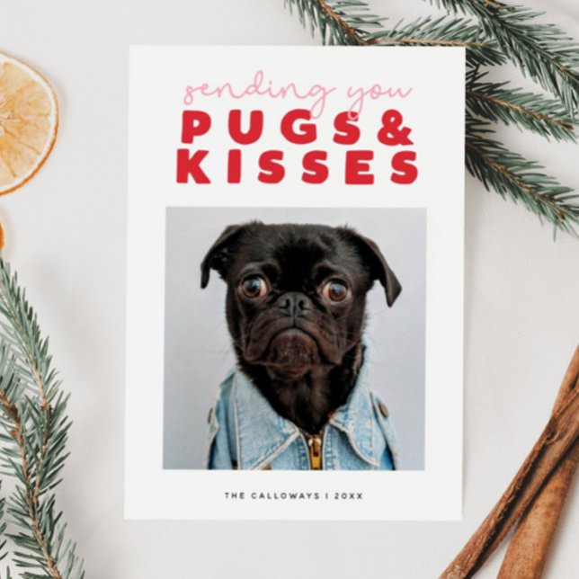 Cartes Pour Fêtes Annuelles CARLINS & KISSES Drôle Carlin chien Noël (Créateur téléchargé)