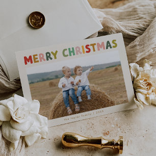 Cartes Pour Fêtes Annuelles CAROL Cream Cute Children Photo Joyeux Noël