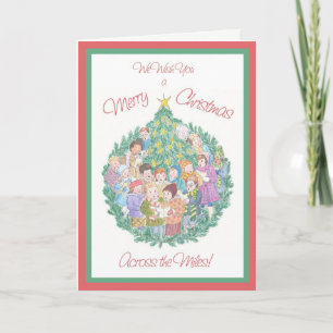 Cartes Pour Fêtes Annuelles Carol Singers et sapin de Noël à travers les kilom