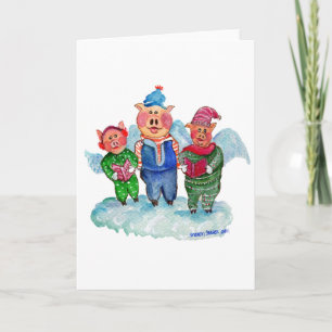 Cartes Pour Fêtes Annuelles Carolage des cochons volants