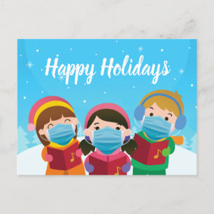 Cartes Pour Fêtes Annuelles Caroleurs de Noël amusants dans les masques faciau