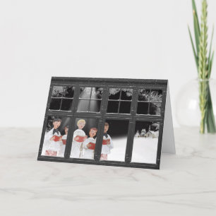 Cartes Pour Fêtes Annuelles Caroleurs de Noël devant la fenêtre