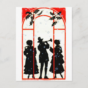 Cartes Pour Fêtes Annuelles Caroleurs de Noël Silhouette 1920